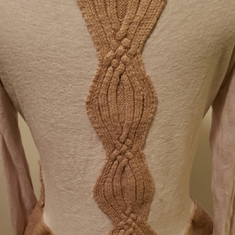 Anthropologie pinky Beige & Khaki Cowl Neck Sweater with Ruffle Detail - Picture 3 of 9